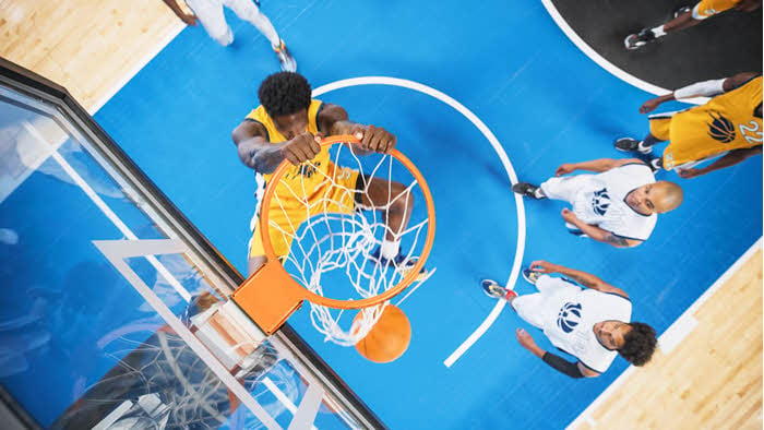 Slam dunk performed during the basketball game