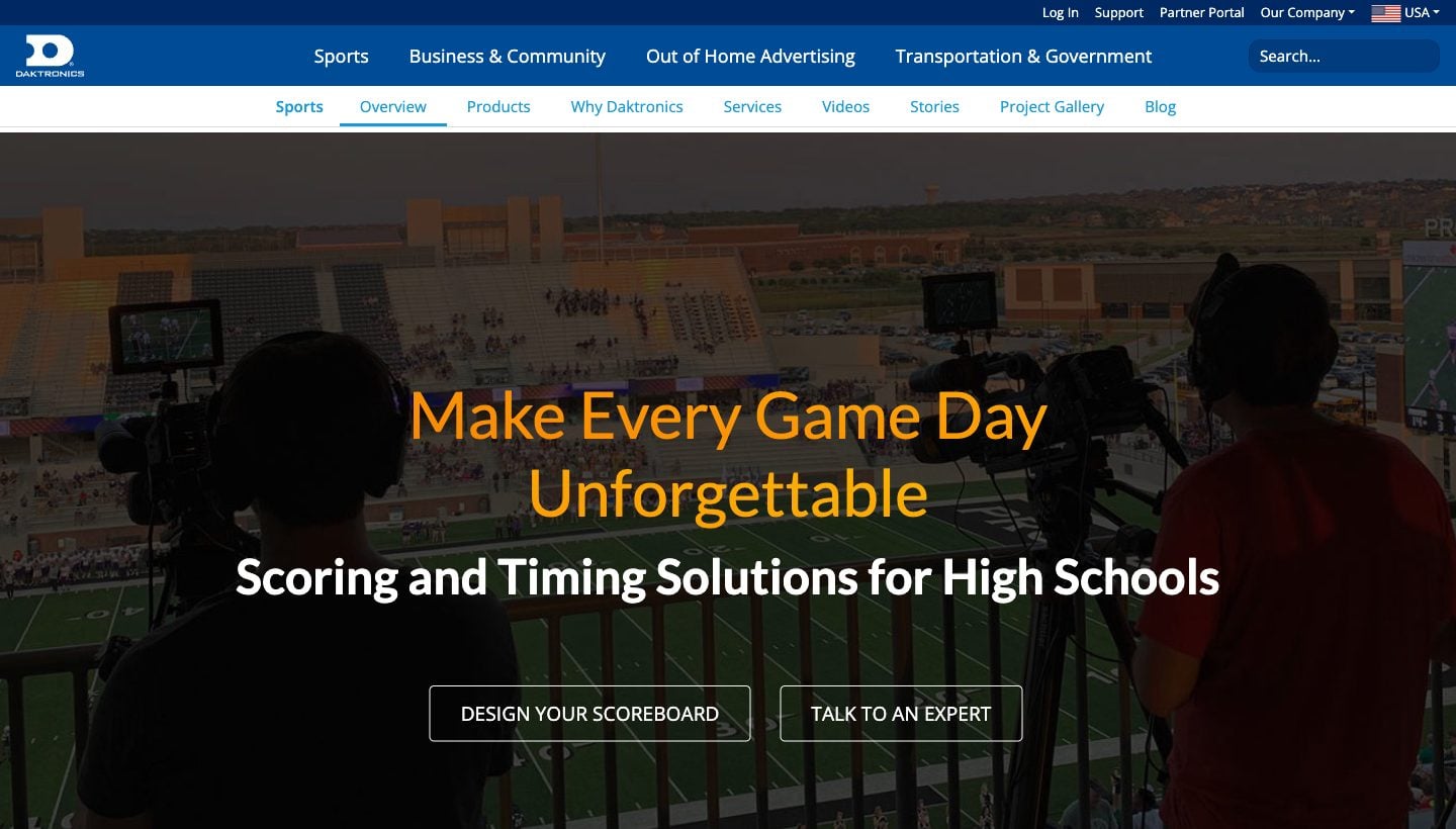 Daktronics high school scoreboards page, October 2026