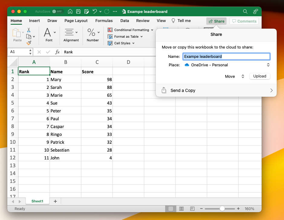 Excel Leaderboard