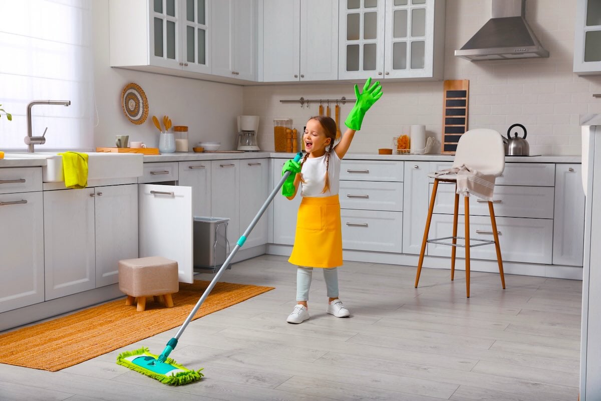 A girl doing chores