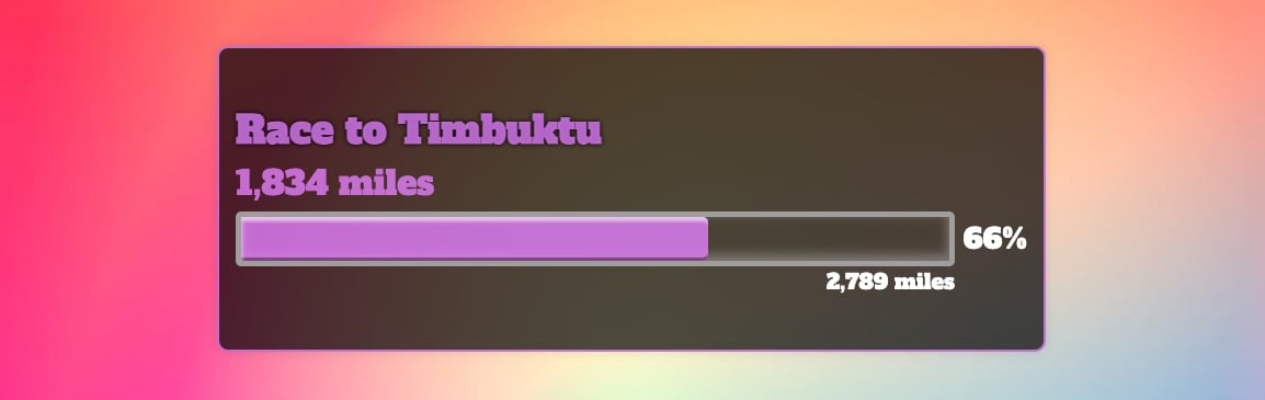 A goal tracker for tracking miles to Timbuktu