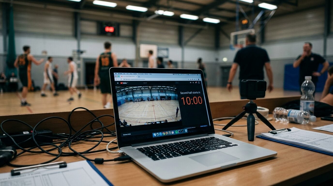 Halftime live stream with a countdown until the second half