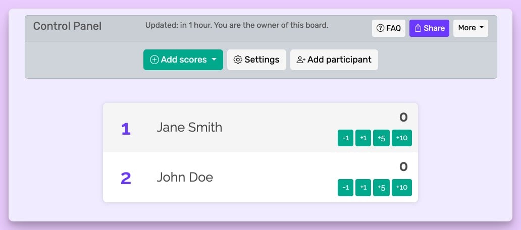 OBS leaderboard control panel