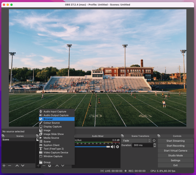 OBS scoreboard control panel