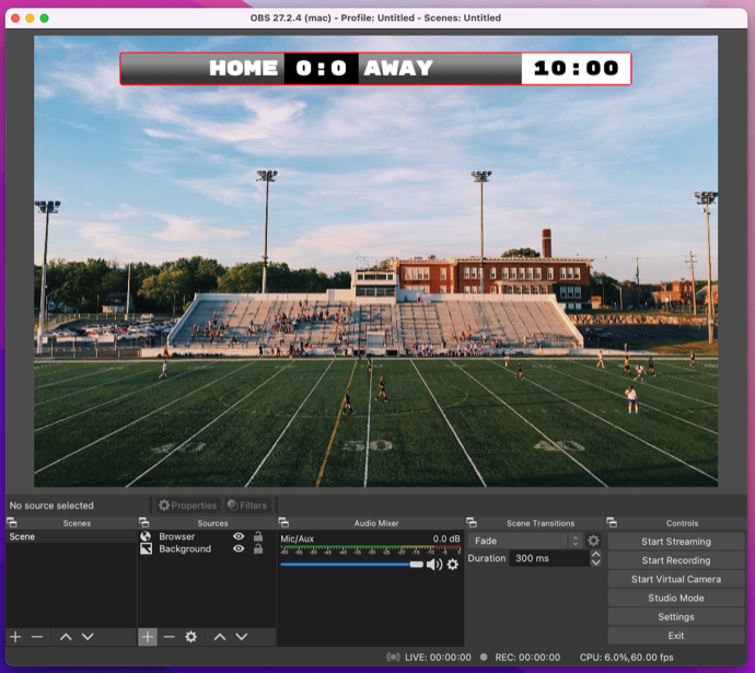 OBS scoreboard control panel