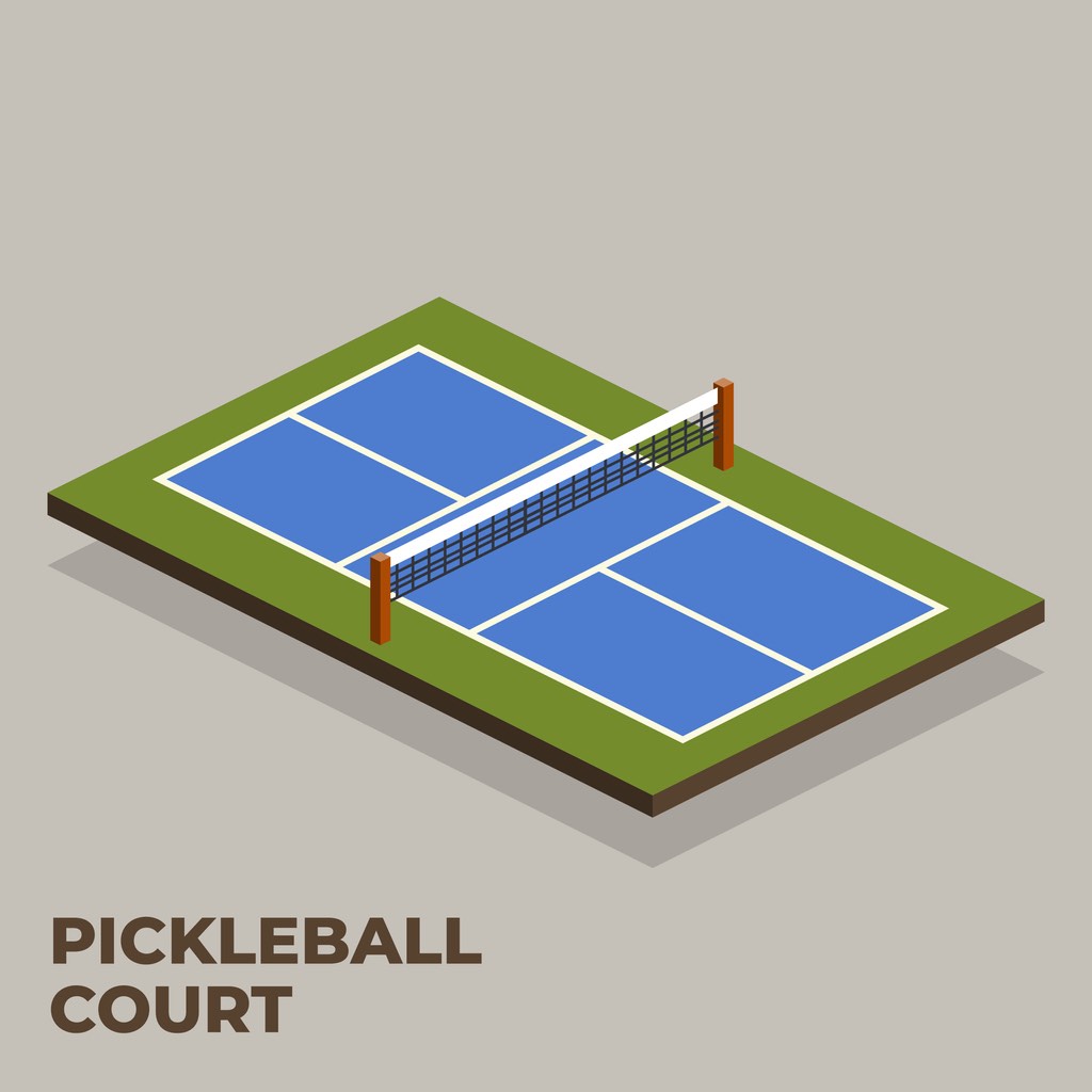 A pickleball court seen from above
