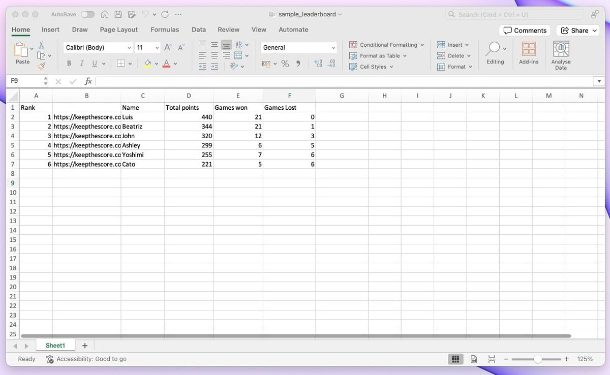 Raw Excel File