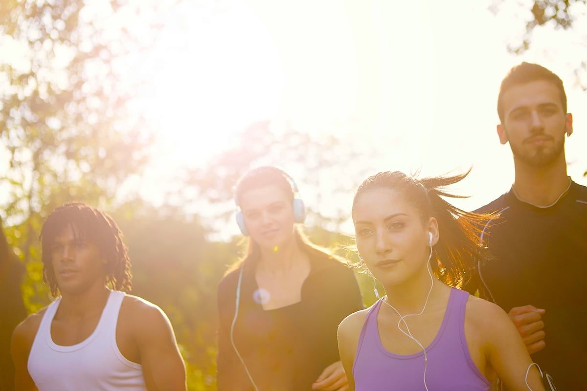 A group of coworkers running