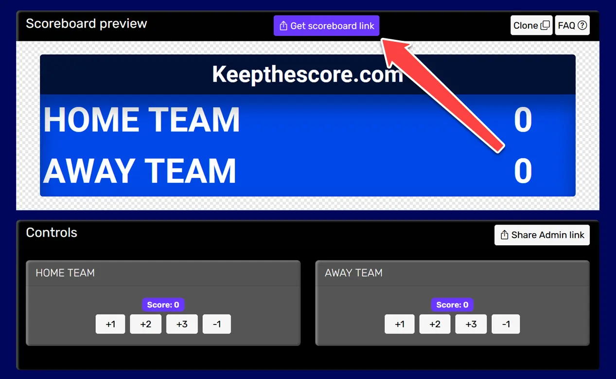 1. Getting the scoreboard link