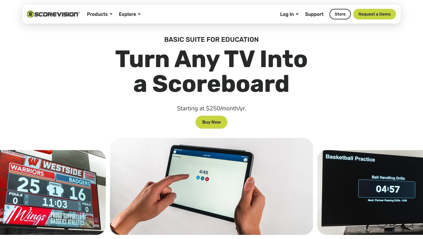 ScoreVision Basic Suite for Education page, October 2026