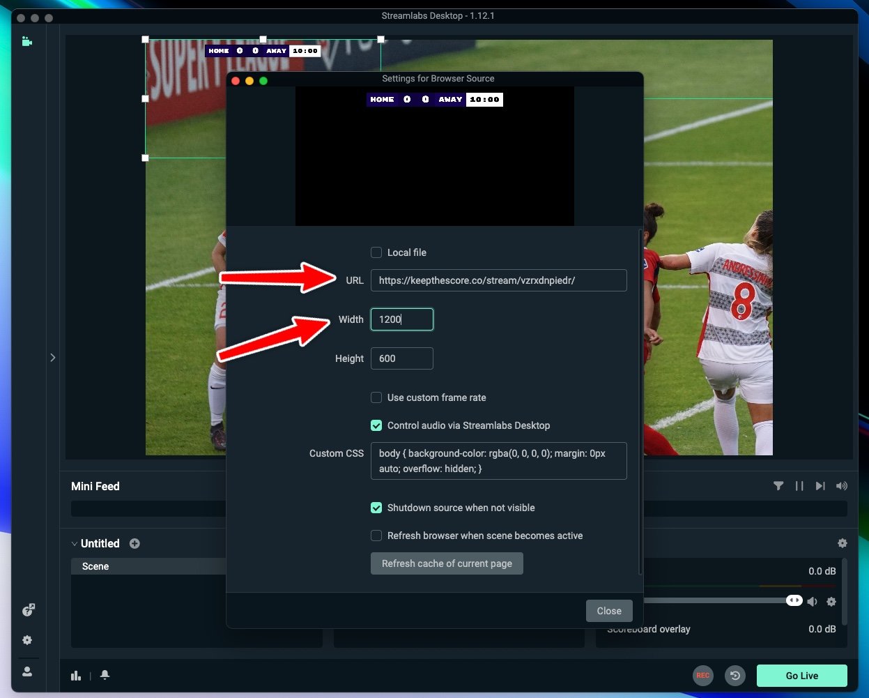 OBS scoreboard control panel