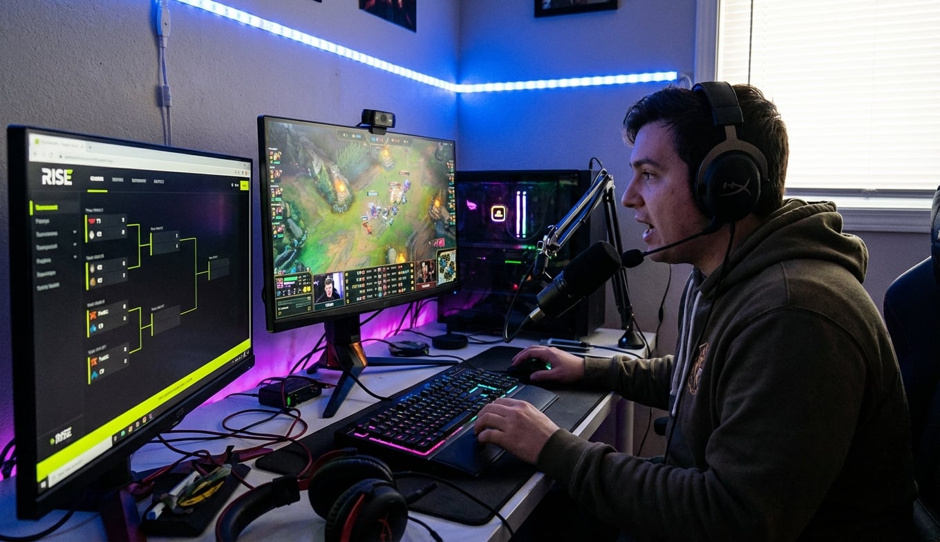 Feature screenshot: Tournament bracket overlay displayed on a live stream broadcast