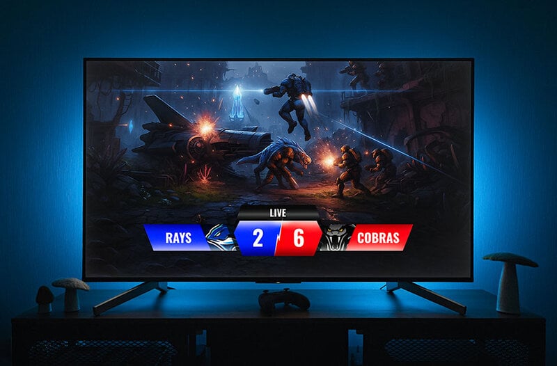 Feature screenshot: An esports score overlay in action