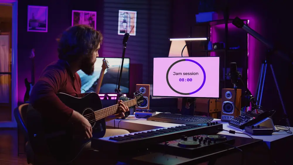 Feature screenshot: Musician with a timer running on a screen