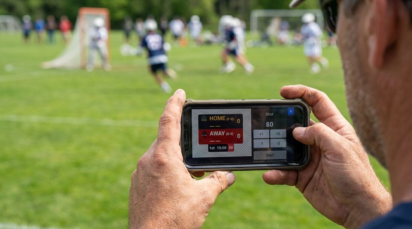 Feature screenshot: Streamer updating scoreboard from phone while broadcasting