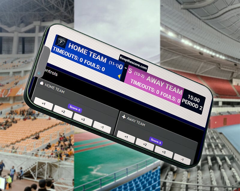 Feature screenshot: Streamer updating scoreboard from phone while broadcasting