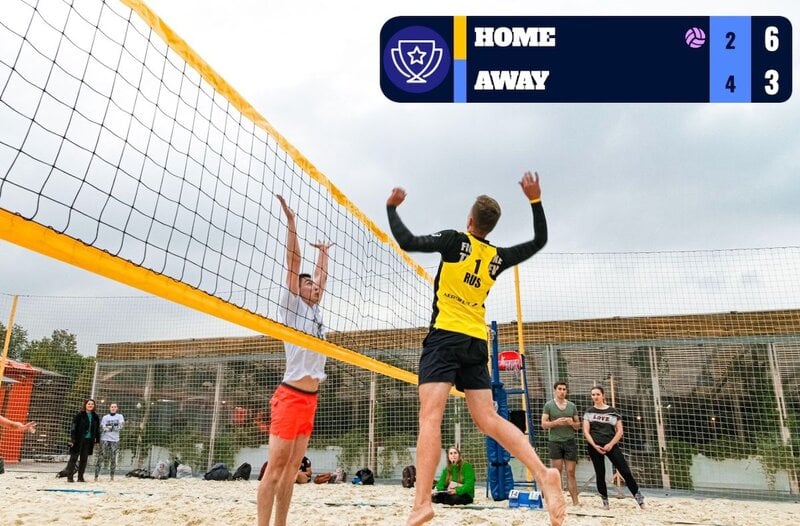 Feature screenshot: OBS Studio showing a volleyball scoreboard overlay integrated into a live stream