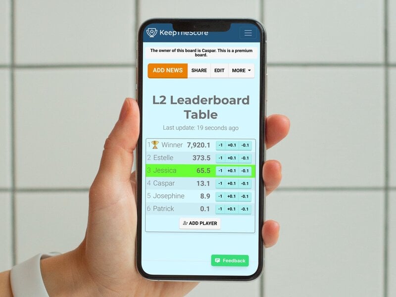 2 online leaderboards being shown on 2 phones