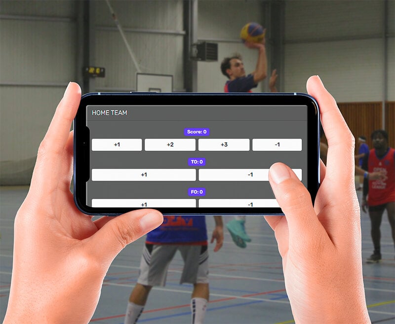 Feature screenshot: Streamer updating scoreboard from phone while broadcasting